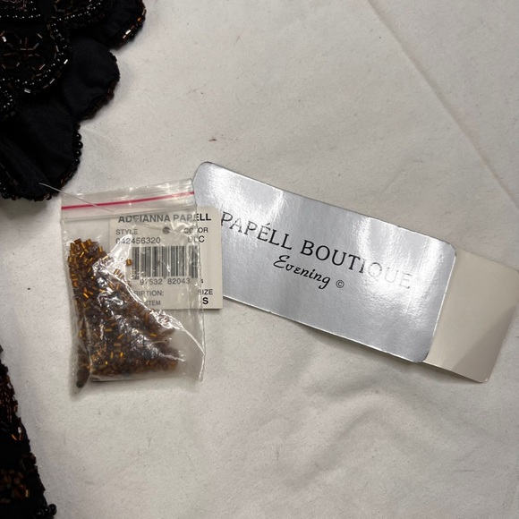 Papell Boutique NEW Womens Sz S brown Silk  Beaded Evening Blouse Dressy A040423 - Picture 5 of 7